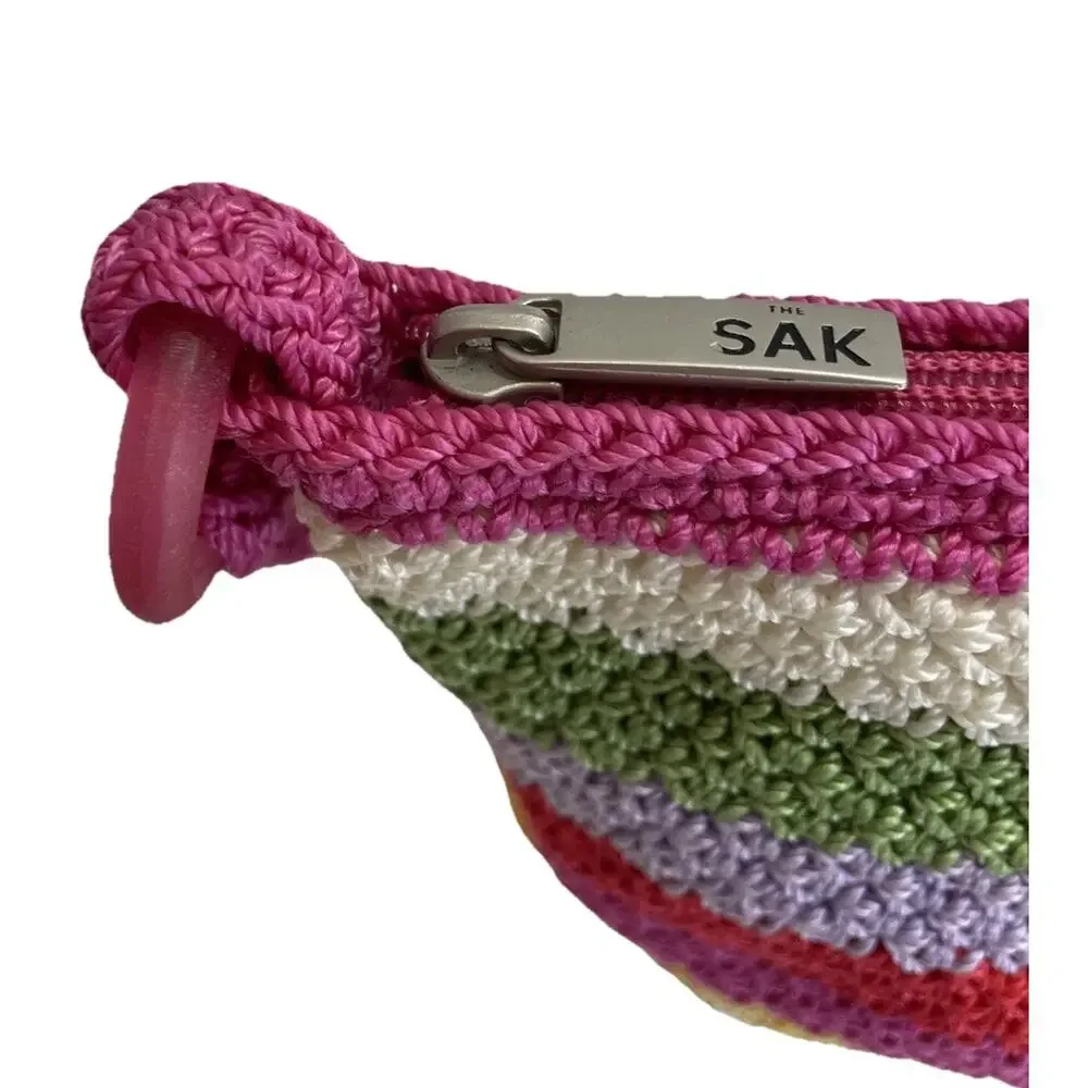 The Sak Striped Crochet Purse Shoulder Bag Pink Multicolor Shoulder Bag